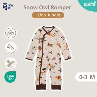 New Collection !! Snow owl Romper  เสื้อป้ายแบบแปะ ชุดหมี แขน-ขายาว 0-3 M - Lion Jungle (วัสดุ ใยไผ่พรีเมี่ยม 100%)